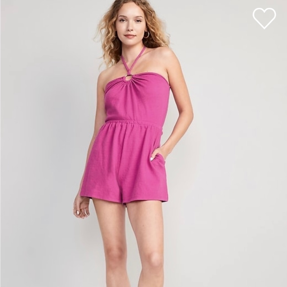 Textured o ring romper 3.5” inseam